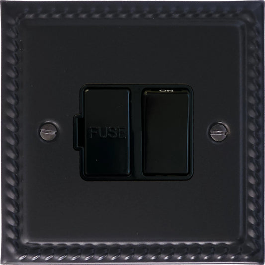 Georgian Flat Black Switched Fused Spur (Black Switch)
