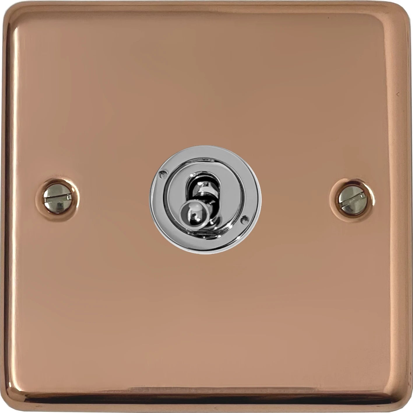 Contour Bright Copper 1 Gang Toggle Switch (Polished Chrome Toggle)
