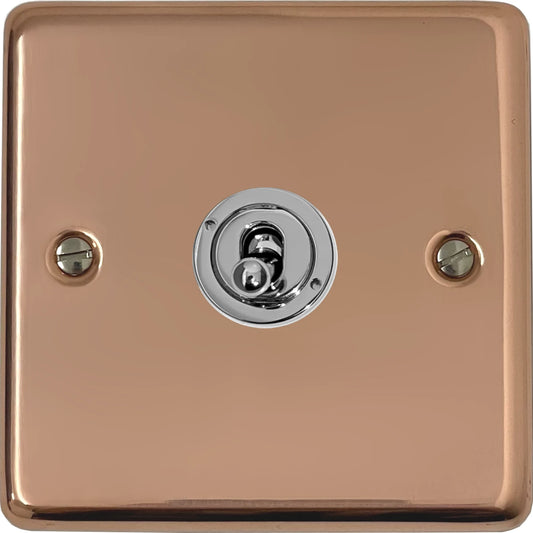 Contour Bright Copper 1 Gang Toggle Switch (Polished Chrome Toggle)