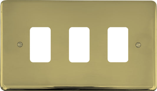 Contour Polished Brass 3 Gang Grid Plate