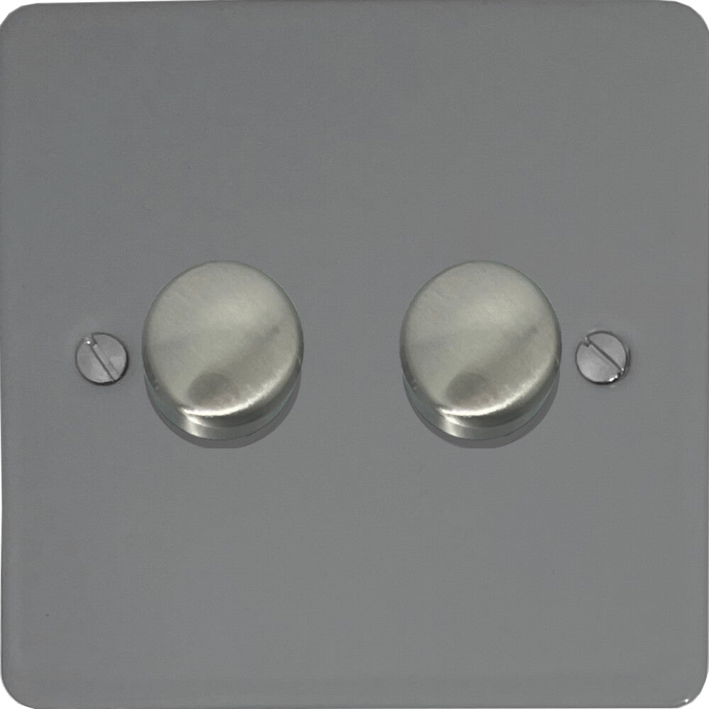 Flat Light Grey 2 Gang LED Dimmer