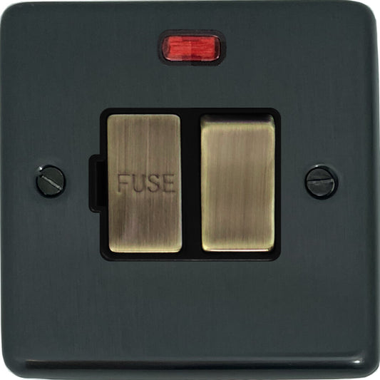 Contour Black Bronze Fuse Spur with Neon (Antique Brass Switch)