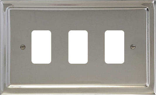 Victorian Polished Nickel 3 Gang Grid Plate