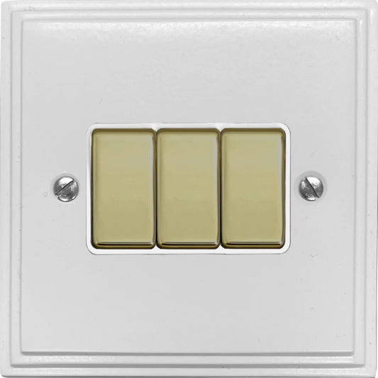 Victorian Flat White 3 Gang Switch