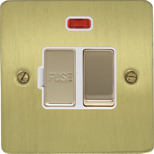 Flat Satin Brass Switch Fused Spur & Neon