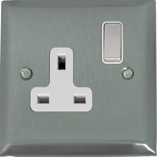 Spectrum Brushed Steel 1 Gang Socket