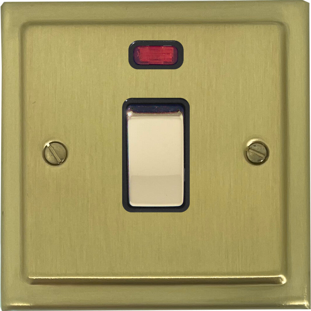 Victorian Satin Brass 20 Amp Dp Switch & Neon