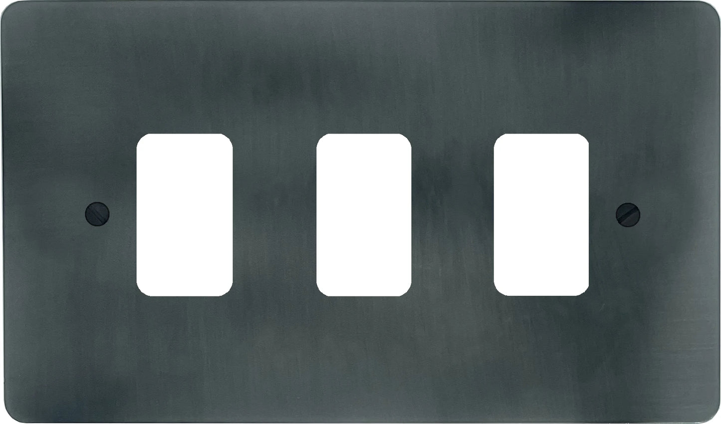 Flat Slate Effect 3 Gang Grid Plate
