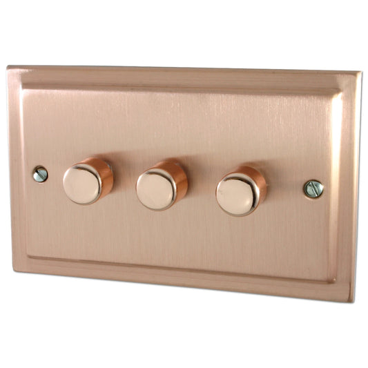 Victorian Rose Gold 3 Gang 400W Dimmer