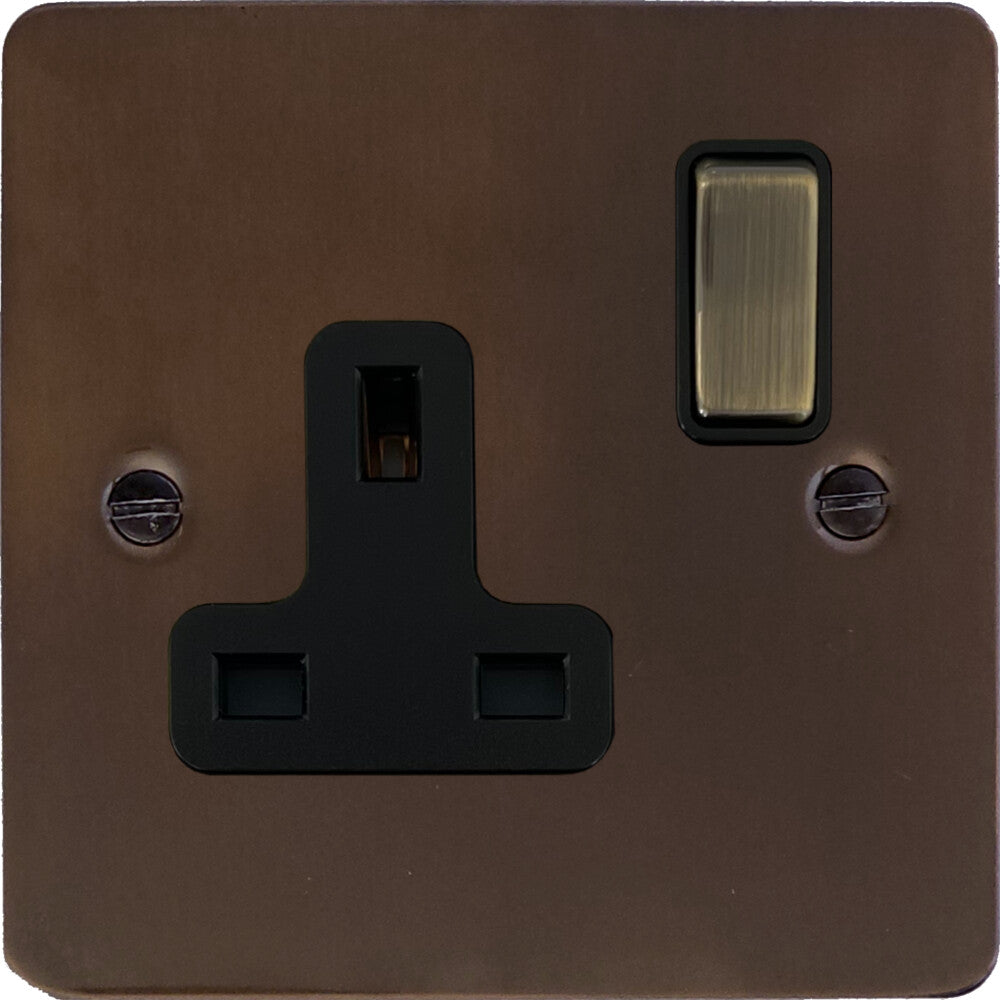 Flat Medium Bronze 1 Gang Switched Socket