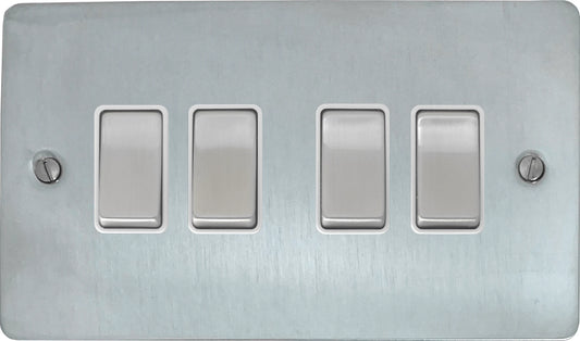 Flat Satin Chrome 4 Gang 2 Way Switch