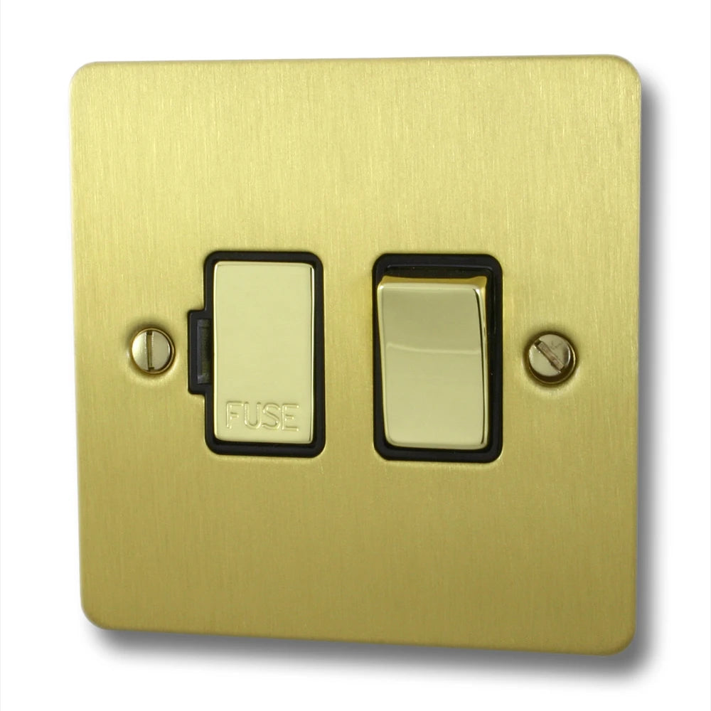 Flat Satin Brass Switch Fused Spur
