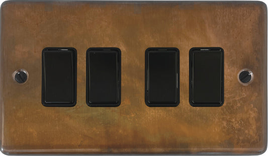 Contour Tarnished Copper 4 Gang 2 Way Switch