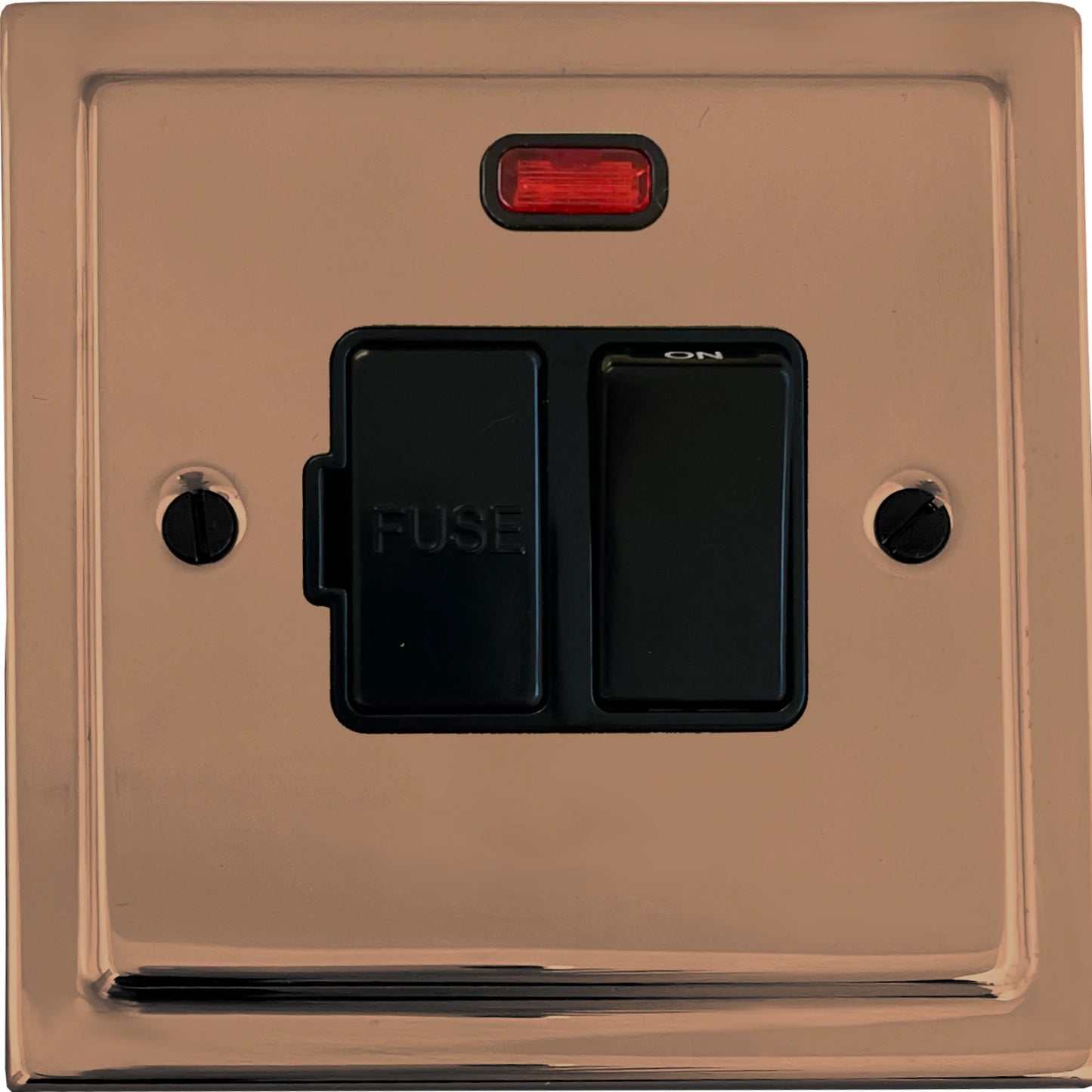Victorian Polished Copper Switch Fused Spur + Neon