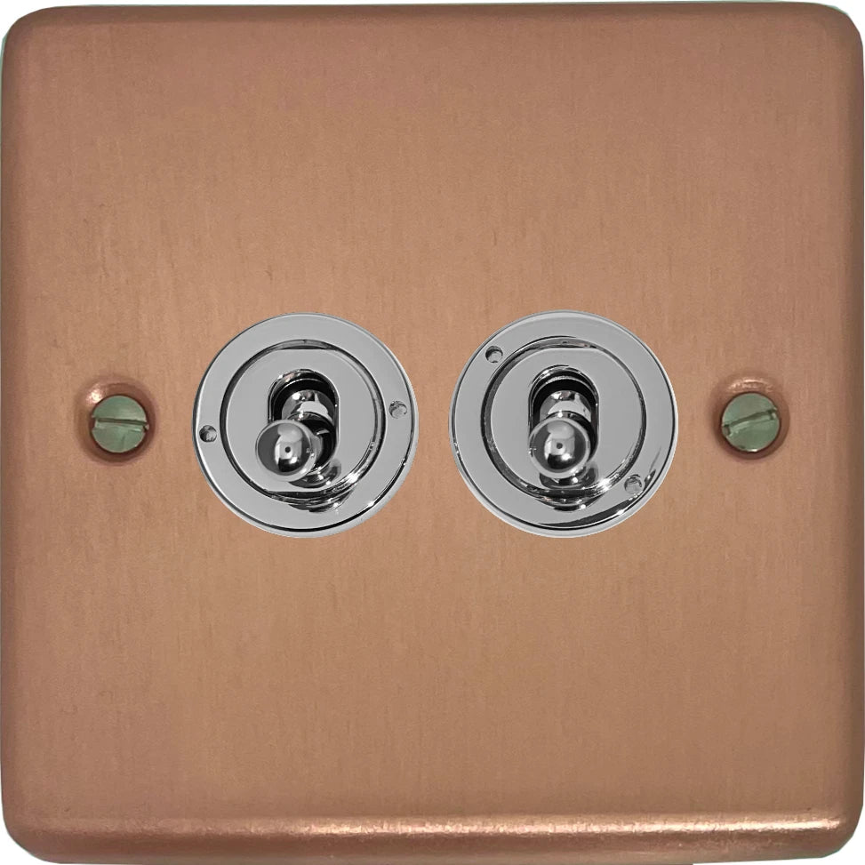 Contour Rose Gold 2 Gang Toggle Switch