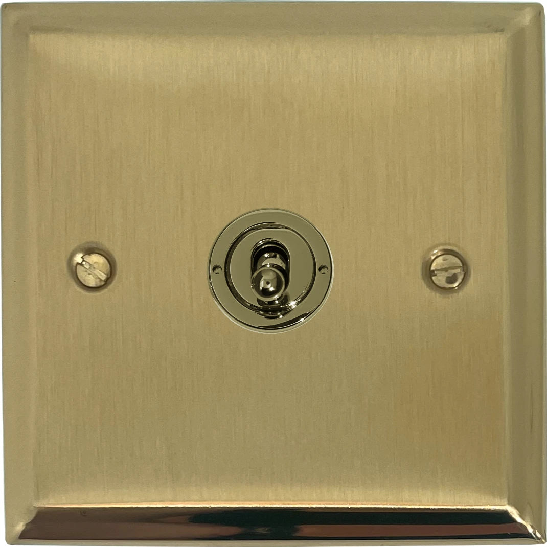 Deco Satin Brass 1 Gang Toggle (Polished Brass Toggle)