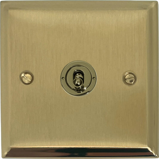 Deco Satin Brass 1 Gang Toggle (Polished Brass Toggle)