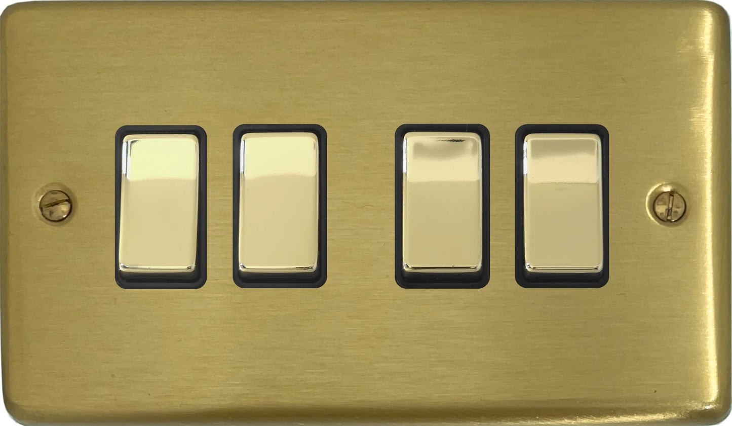 Contour Satin Brass 4 Gang Switch