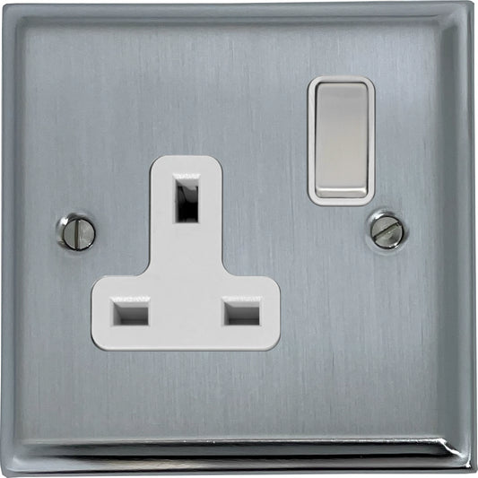 Deco Satin Chrome 1 Gang Switched Socket