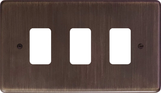 Contour Antique Copper 3 Gang Grid Plate