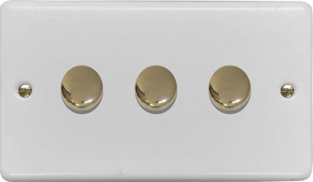 Contour Flat White 3 Gang Dimmer LED