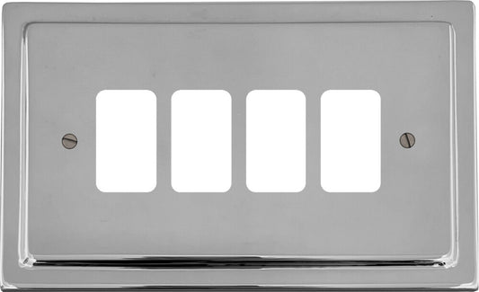 Victorian Polished Chrome 4 Gang Grid Plate