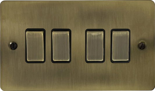 Flat Light Antique Brass 4 Gang 2 Way Switch