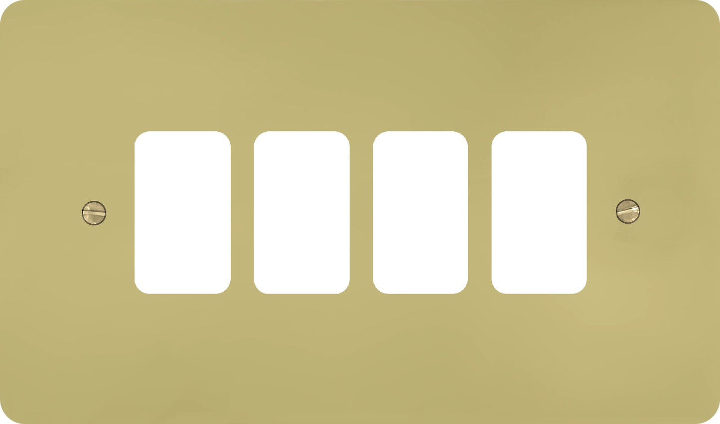 Flat Polished Brass 4 Gang Grid Plate