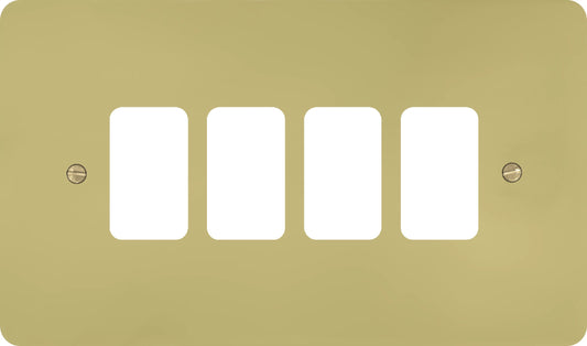 Flat Polished Brass 4 Gang Grid Plate
