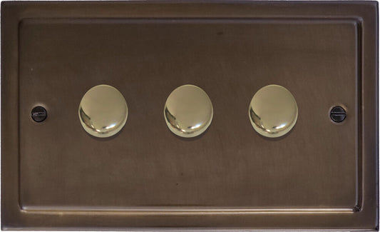 Victorian Medium Bronze 3 Gang LED Dimmer