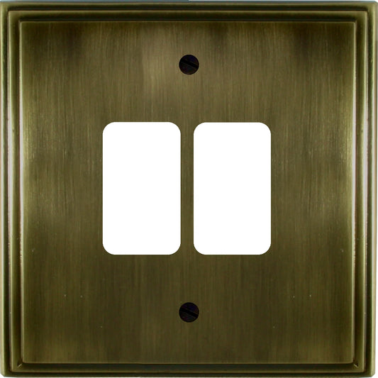 Victorian Antique Brass 2 Gang Grid Plate