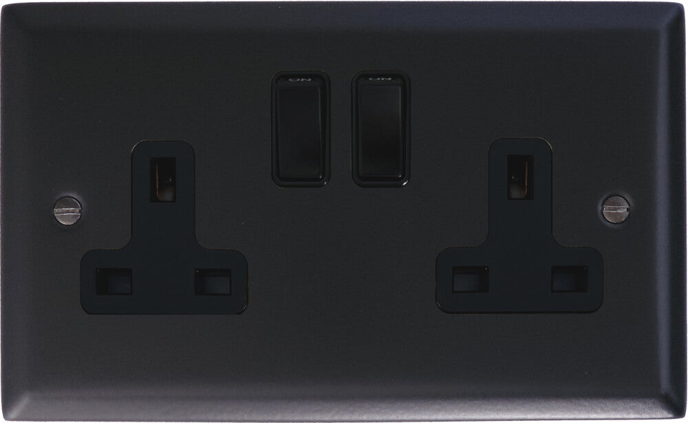 Spectrum  Flat Black   2 Gang Socket