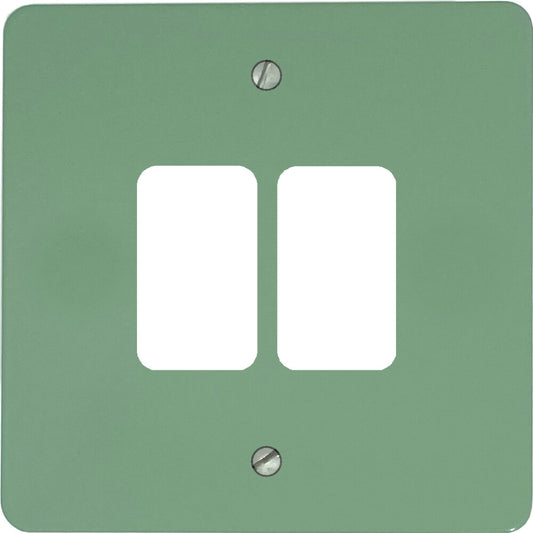 Flat Sage Green 2 Gang Grid Plate