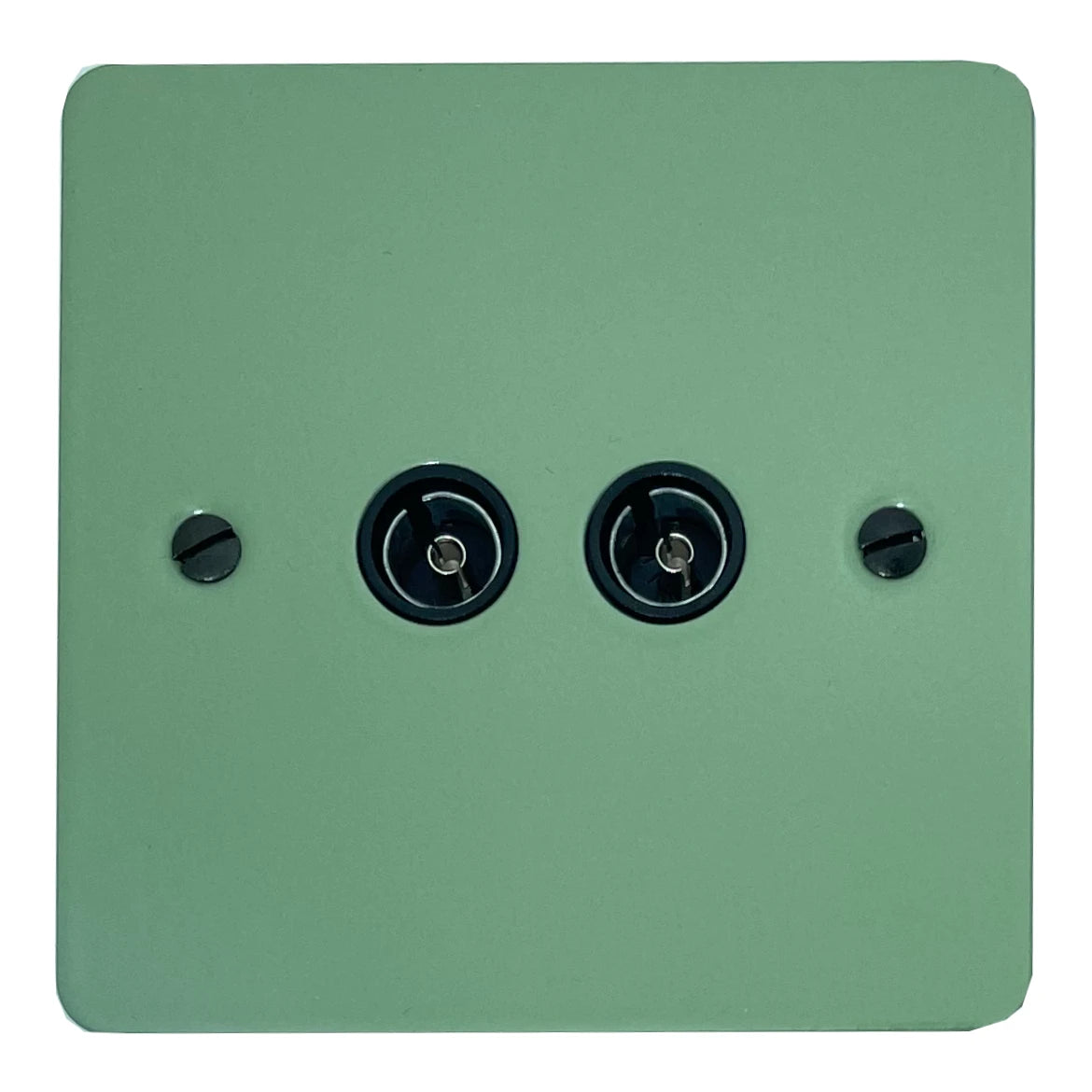 Flat Sage Green 2 Gang Coax Point (Black Insert)