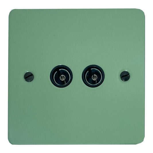 Flat Sage Green 2 Gang Coax Point (Black Insert)