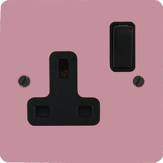 Flat Gloss Pink 1 Gang Socket (Black Switch)