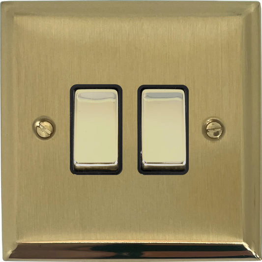 Deco Satin Brass 2 Gang Switch