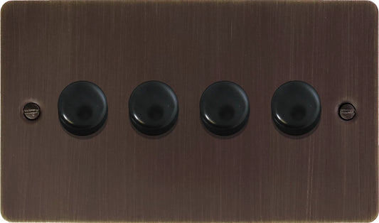 Flat Antique Copper 4 Gang 120W LED Dimmer