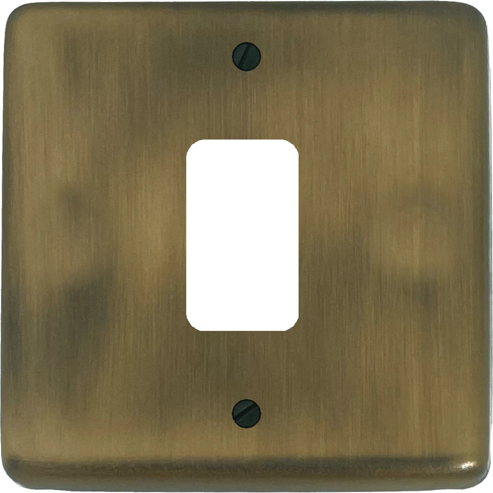 Contour Light Antique Brass 1 Gang Grid Plate