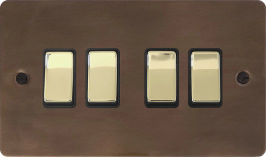 Flat Medium Bronze 4 Gang 2 Way Switch