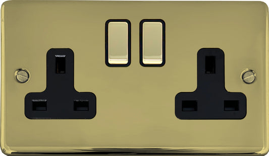 Contour  Polished Brass  2 Gang Socket