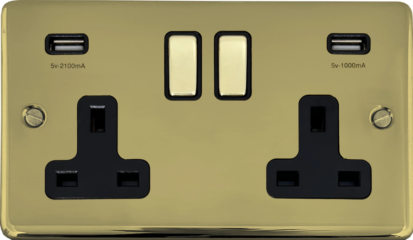 Contour Polished Brass 2 Gang Usb Socket