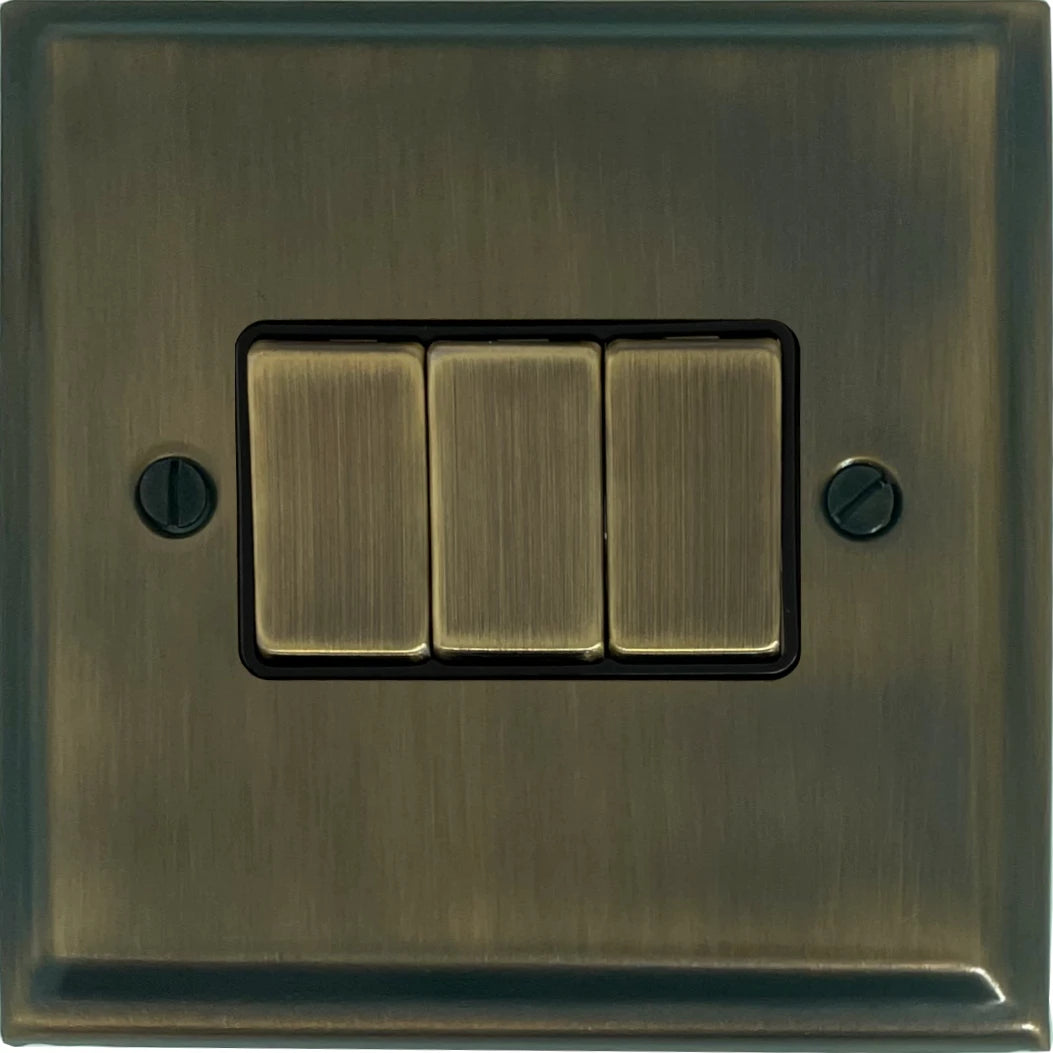 Deco Antique Brass 3 Gang Switch (Brass Switches)