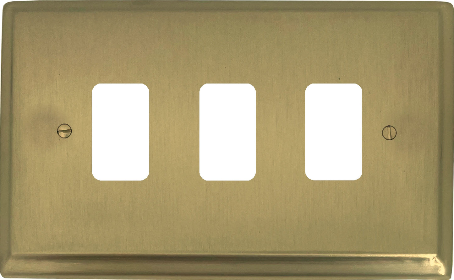 Deco Satin Brass 3 Gang Grid Plate