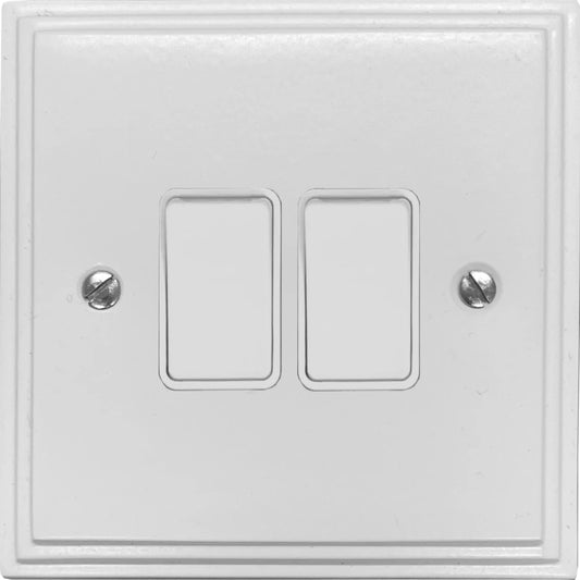 Victorian Flat White 2 Gang Switch