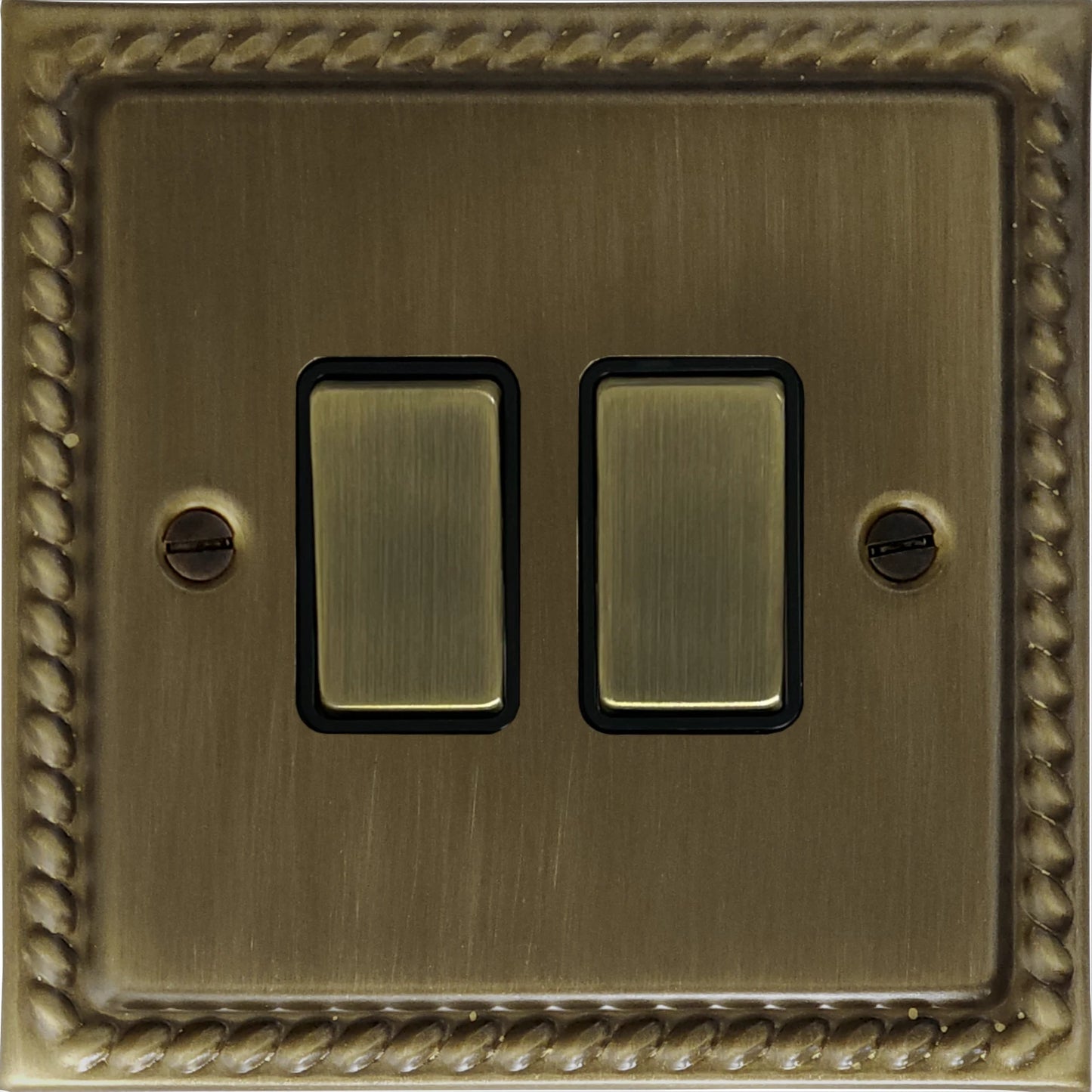 Georgian Antique Brass 2 Gang Switch (Brass Switch)