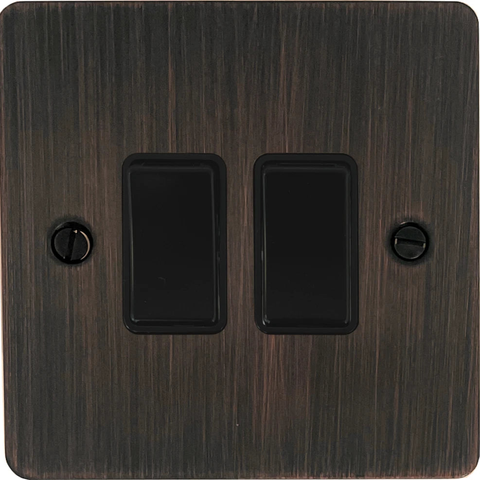 Flat Antique Copper 2 Gang 2 Way Switch