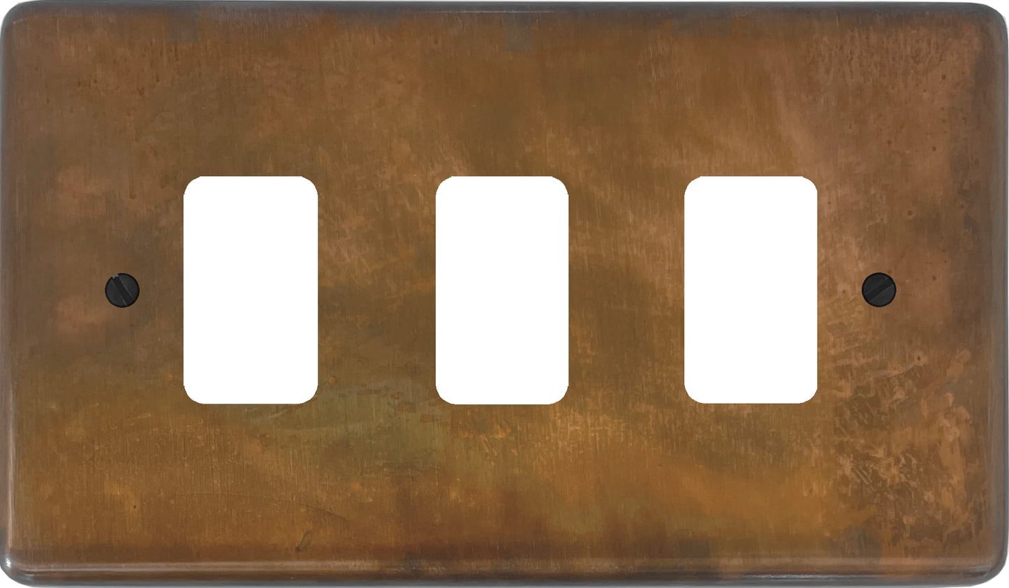 Contour Tarnished Copper 3 Gang Grid Plate