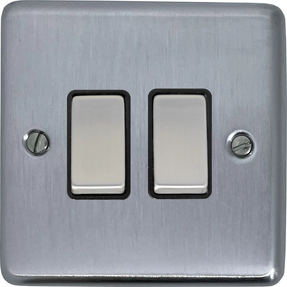 Contour Satin Chrome 2 Gang Switch