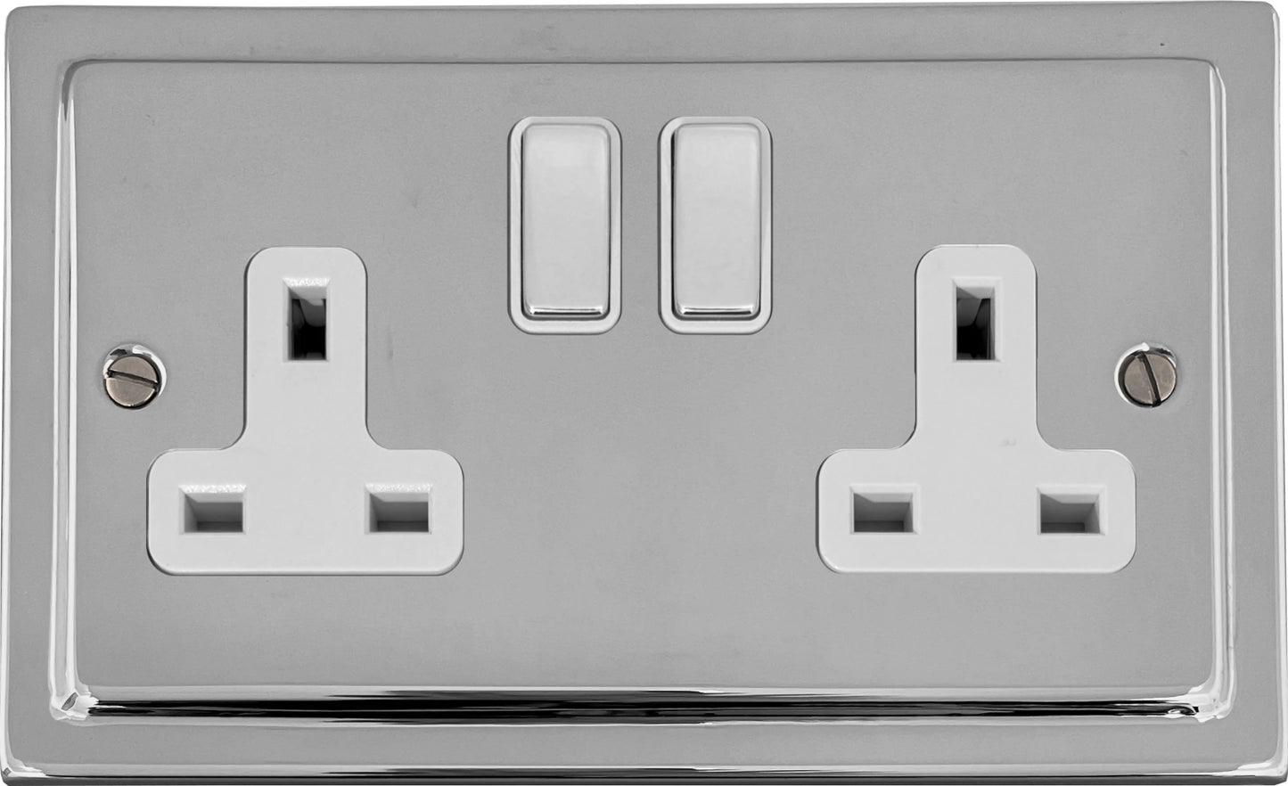 Victorian  Polished Chrome  2 Gang Socket
